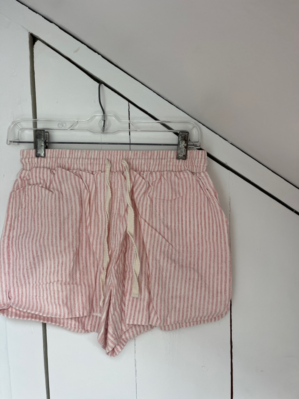 Pink Stripe Womens Drawstring Shorts